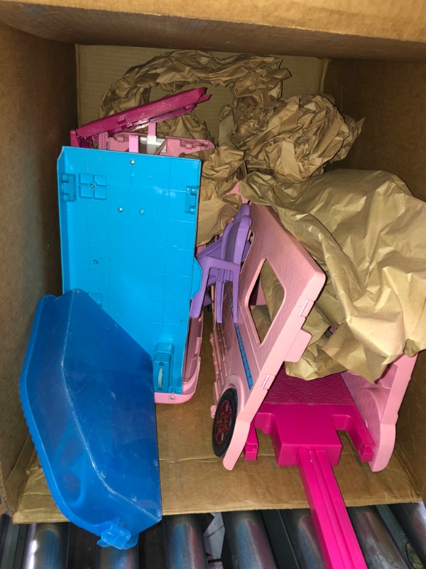 Photo 2 of Barbie Camper Playset With Barbie Accessories, Pool And Furniture, Rolling Vehicle With Campsite Transformation??? 