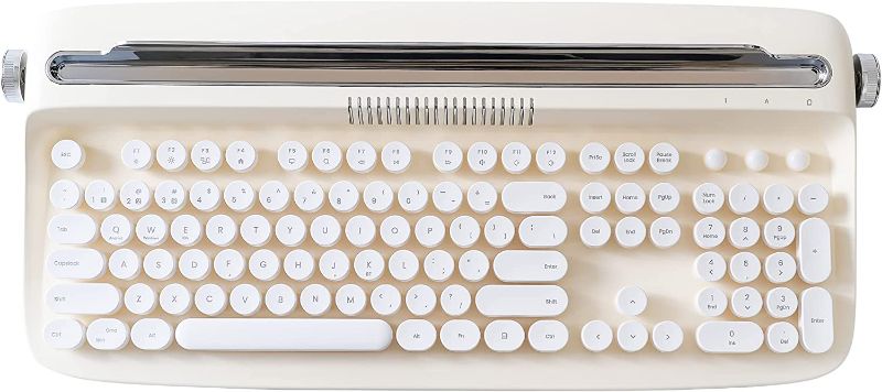 Photo 1 of YUNZII ACTTO B503 Wireless Typewriter Keyboard, Retro Bluetooth Keyboard with Integrated Stand for Multi-Device (B503, Ivory Butter)
