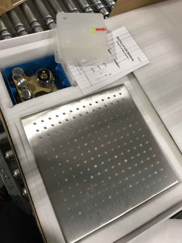 Photo 1 of Enga Shower System with Body Jets, Push Button Diverter 12 Inch LED Rain Shower Head and Handheld with Body Spray, All Functions Can Run At Once, Brushed Nickel 12inch Wall Mounted Brushed Nickel