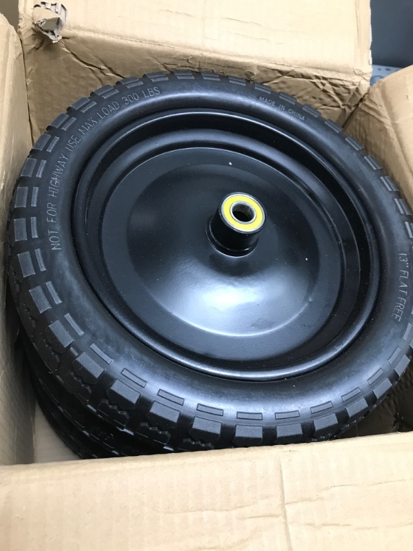 Photo 2 of (4-Pack) 13‘’ Tire for Gorilla Cart - Solid Polyurethane Flat-Free Tire and Wheel Assemblies - 3.15” Wide Tires with 5/8 Axle Borehole and 2.1” Hub 13“ Wheels -4 Pack