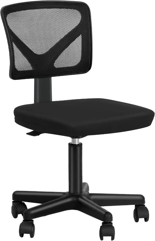 Photo 1 of BestOffice Ergonomic Desk Armless Mesh Computer Lumbar Support Swivel Rolling Executive Adjustable Task Chair for Back Pain, Black
