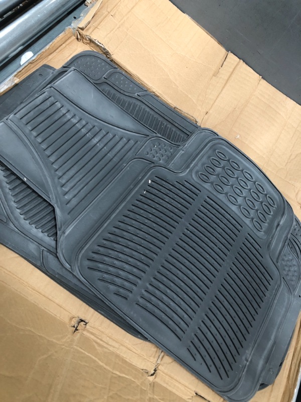 Photo 2 of BDK Original ProLiner 3 Piece Heavy Duty Front & Rear Rubber Floor Mats for Car SUV Van & Truck, Gray - All Weather Floor Protection with Universal Fit Design Gray 3PC Front & Rear