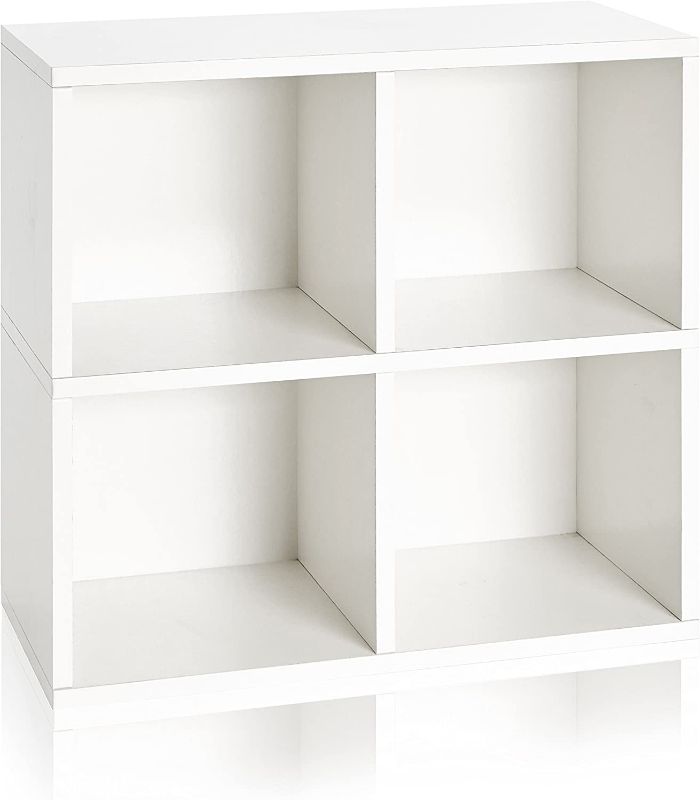 Photo 1 of Kings Brand Furniture White Wood 4 Cube Organizer Storage Bookcase