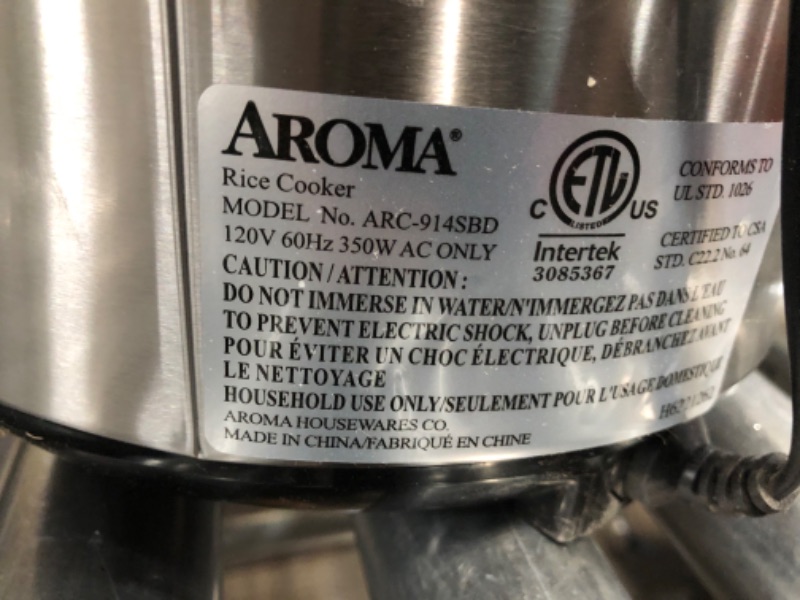 Photo 1 of Aroma Housewares ARC-914SBD Digital Cool-Touch Rice Grain Cooker and Food Steamer, Stainless, Silver, 4-Cup (Uncooked) / 8-Cup (Cooked) Basic