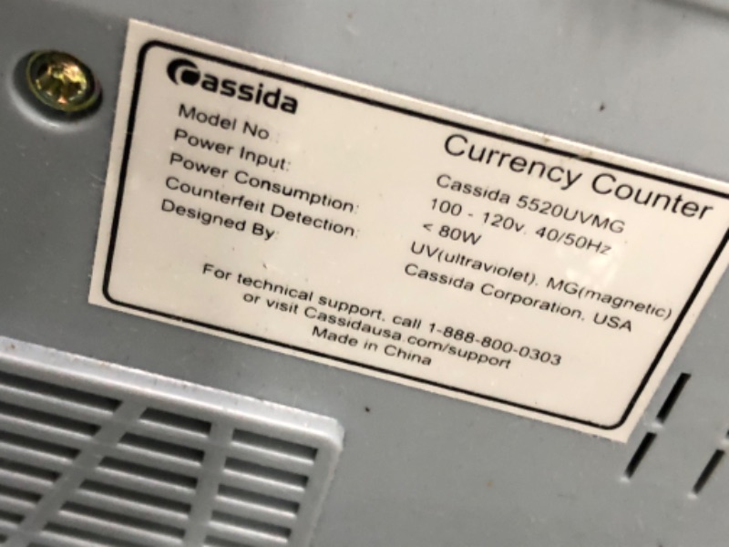 Photo 3 of Cassida 5520 UV/MG - USA Money Counter with ValuCount, UV/MG/IR Counterfeit Detection, Add and Batch Modes - Large LCD Display & Fast Counting Speed 1,300 Notes/Minute UV/MG Counterfeit Detection Detection