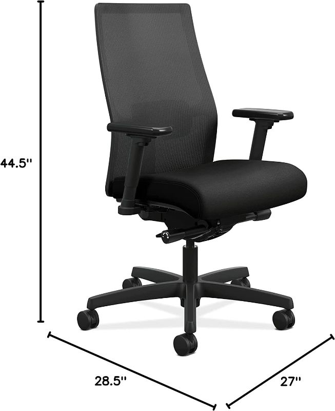 Photo 2 of HON Ignition 2.0 Ergonomic Office Chair Mesh Back with Synchro-Tilt Recline, Lumbar Support, Swivel Wheels - Comfortable Home Office Desk Chairs for Long Hours & Computer Task Work - Executive Black