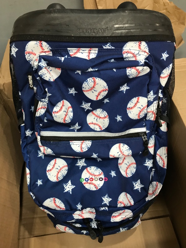 Photo 2 of J World New York Cornelia Laptop Backpack (Blue & White Baseball Pattern/Design)