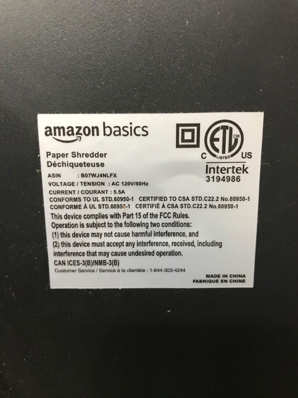 Photo 1 of Amazon Basics 24-Sheet Cross-Cut Paper, CD and Credit Card Home Office Shredder with Pullout Basket 24 Sheet Shredder