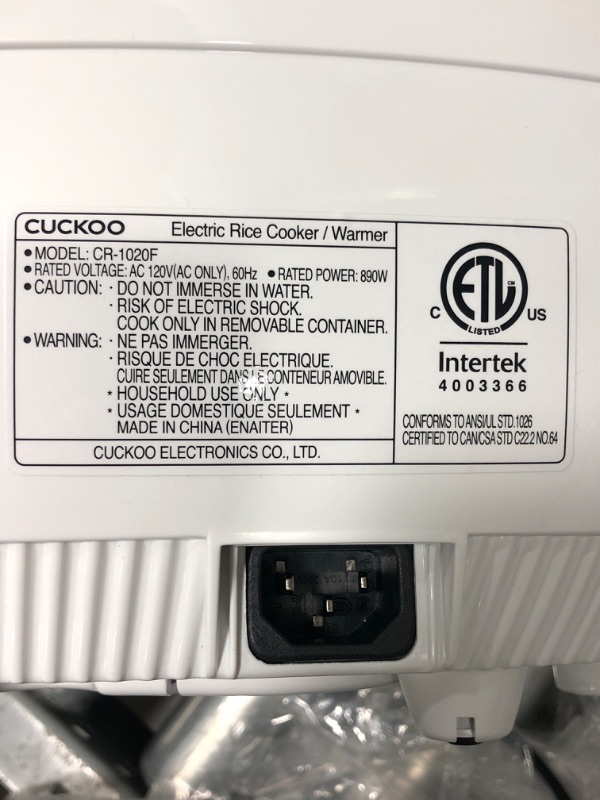 Photo 4 of **TURNS ON NOT FUNCTIONAL**CUCKOO CR-1020F | 10-Cup (Uncooked) Micom Rice Cooker, White & CR-0655F | 6-Cup (Uncooked) Micom Rice Cooker | 12 Menu Options: White Rice, Brown Rice & More, Red/White Rice Cooker + Rice Cooker