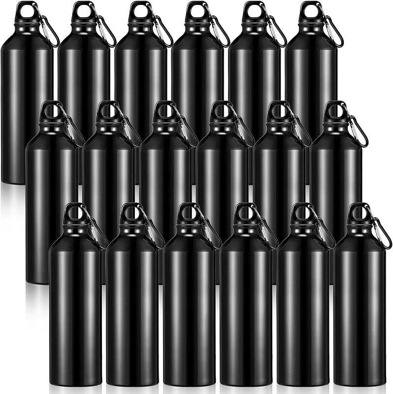 Photo 1 of 18 Pieces Aluminum Sport Water Bottles Bulk 24 oz Lightweight Water Bottles Reusable Leak Proof Water Bottles with Hook and Twist Cap for Bike, Camping, Climbing, Travelling, Indoor, Outdoor
