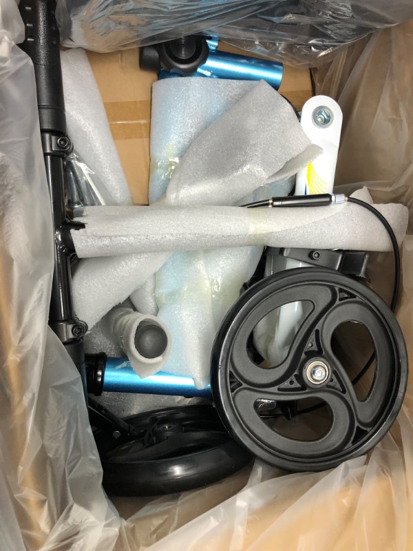 Photo 1 of BlessReach Economy Knee Scooter Steerable Knee Walker for Foot Injuries Compact Crutches with Dual Rear on-Wheel Brake and Shock Absorption Under The Knee pad Wb-2202 Blue