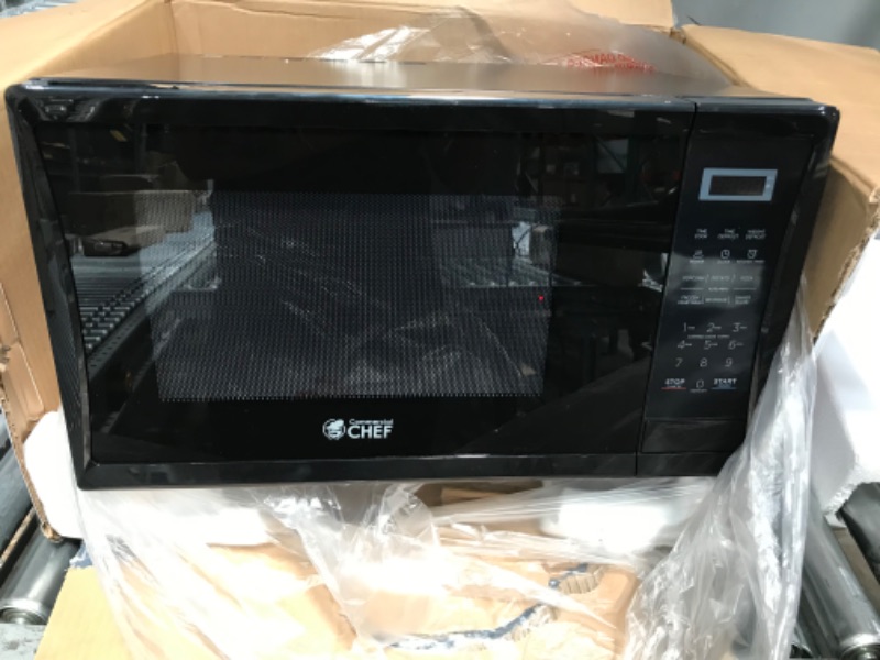 Photo 2 of COMMERCIAL CHEF Small Microwave 1.1 Cu. Ft. Countertop Microwave with Digital Display, Black Microwave & 10 Power Levels, Outstanding Portable Microwave with Convenient Push Button Door
