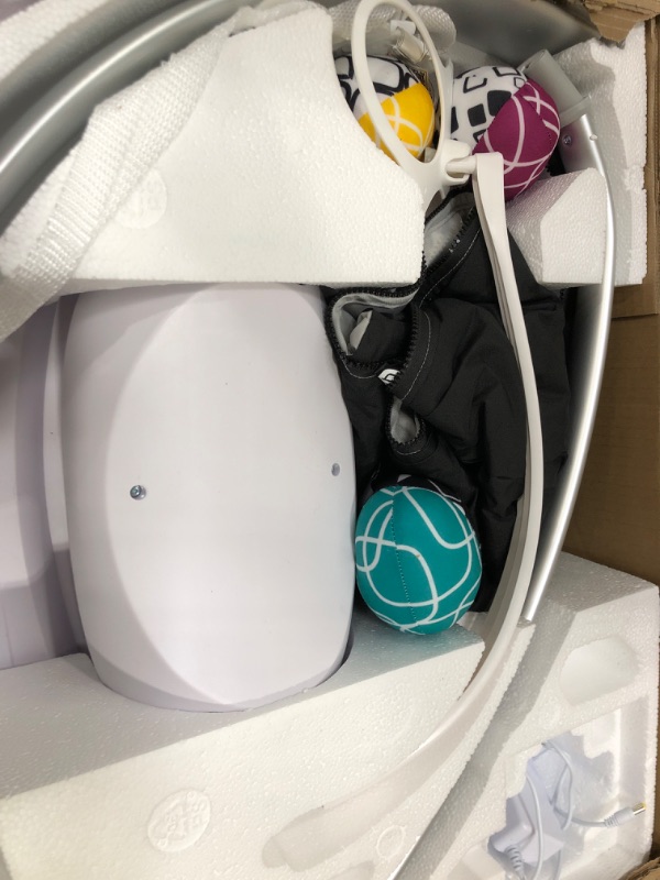 Photo 1 of 4moms mamaRoo 4 Multi-Motion Baby Swing + Safety Strap Fastener, Bluetooth Baby Swing with 5 Unique Motions, Nylon Fabric, Grey