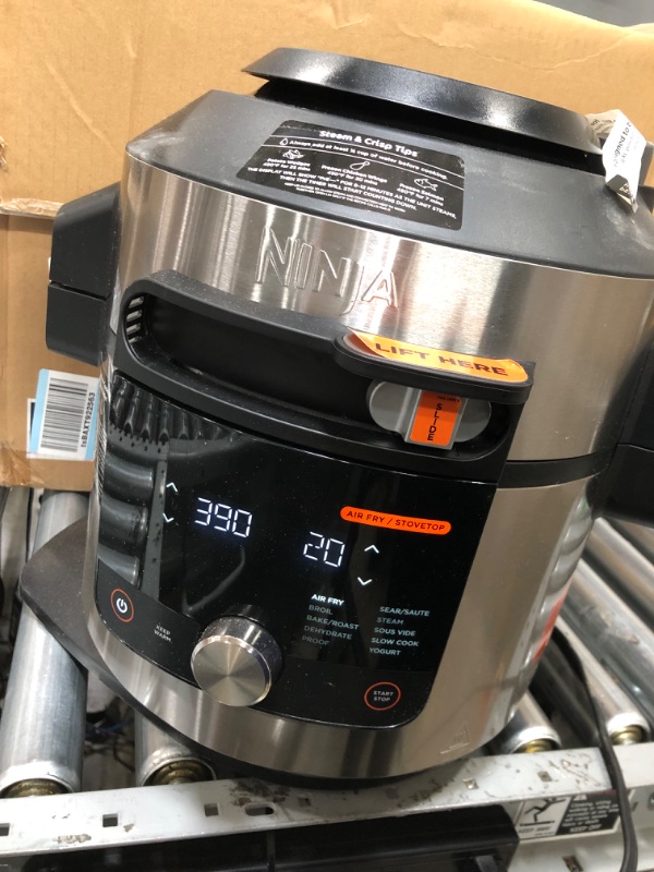 Photo 2 of Ninja OL701 Foodi 14-in-1 SMART XL 8 Qt. Pressure Cooker Steam Fryer with SmartLid & Thermometer + Auto-Steam Release, that Air Fries, Proofs & More, 3-Layer Capacity, 5 Qt. Crisp Basket, Silver/Black 8-Quart 3-Layer Meals + Smart Thermometer Stainless St