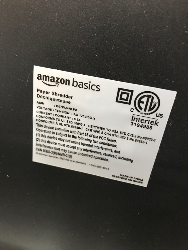 Photo 3 of Amazon Basics 24-Sheet Cross-Cut Paper, CD and Credit Card Home Office Shredder with Pullout Basket 24 Sheet Shredder