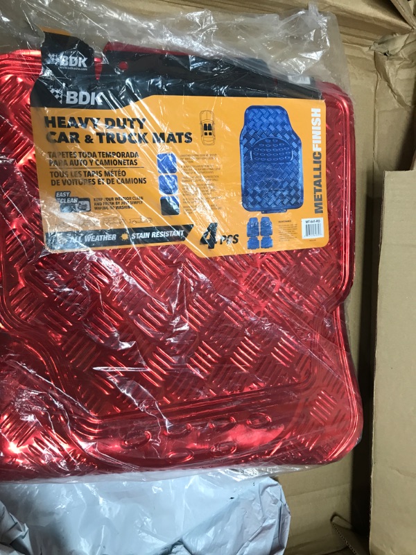 Photo 2 of BDK Red All Weather Heavy Duty Car Floor Mats Interior Liners for Auto Van Truck SUV, Heavy Duty All Weather Protection, Fits Front & Rear 4pc PVC