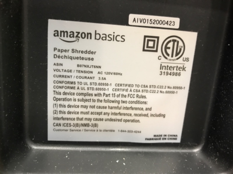 Photo 1 of Amazon Basics 150-Sheet Autofeed Micro-Cut Paper Shredder 150 Sheet Shredder