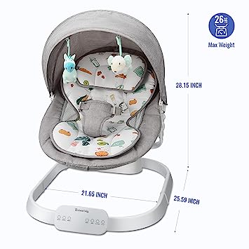 Photo 1 of Baby Swing and Bouncer 2 in 1, Babeelovly Baby Swings for Infants Portable Swing with Cannoy and 10 Preset Music Wireless, Automatic Infant Swing Outdoor Indoor with Remote Control, Gray