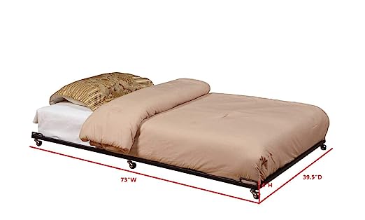 Photo 1 of 2K Furniture Designs - Twin Size Black Metal Roll Out Trundle Bed Frame for Daybed