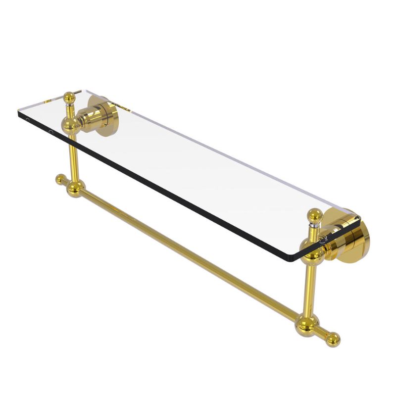 Photo 1 of Allied Brass Astor Place 22" Polished Brass Glass Bathroom Shelf with Integrated Towel Bar

