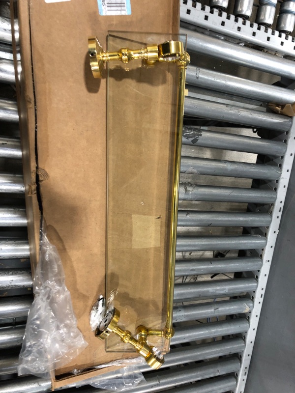 Photo 1 of Allied Brass Astor Place 22" Polished Brass Glass Bathroom Shelf with Integrated Towel Bar

