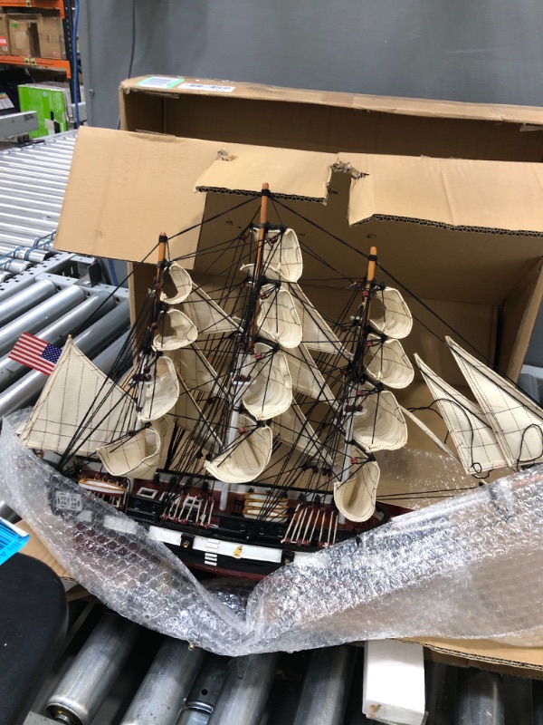 Photo 1 of SAILINGSTORY Wooden Model Ship USS Constitution 1/150 Scale Replica Ship Model Sailboat Decor Medium
