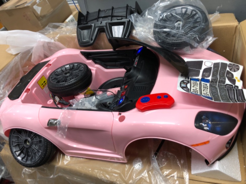 Photo 2 of **MINOR DAMAGE** MISSING PARTS** Lil' Rider Kids Ride On Car with Remote Control – Sports Car for Kids 6V Battery Powered Ride On Toys with Sound, MP3 and USB for Ages 3 – 6 (Pink)