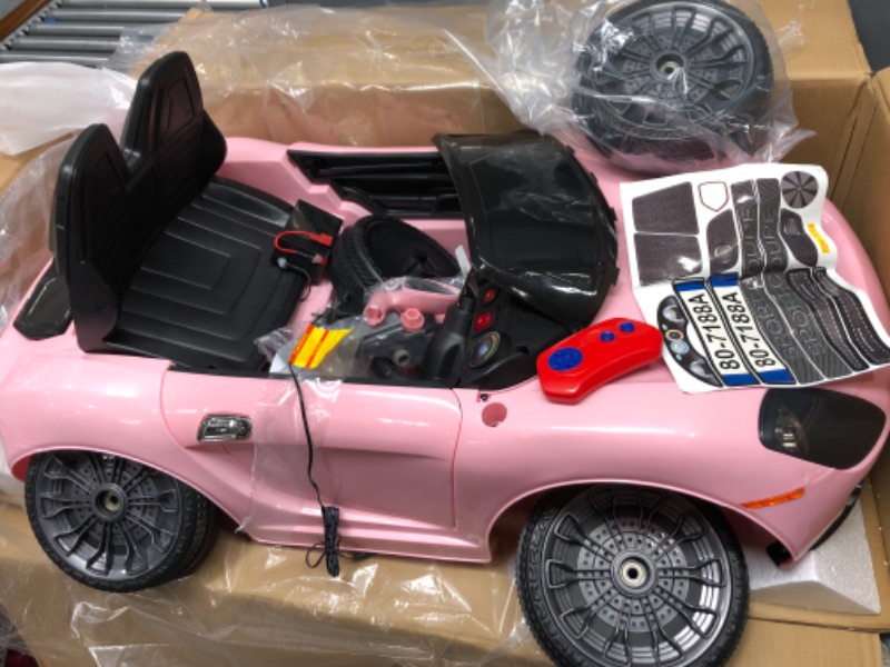 Photo 5 of **MINOR DAMAGE** MISSING PARTS** Lil' Rider Kids Ride On Car with Remote Control – Sports Car for Kids 6V Battery Powered Ride On Toys with Sound, MP3 and USB for Ages 3 – 6 (Pink)