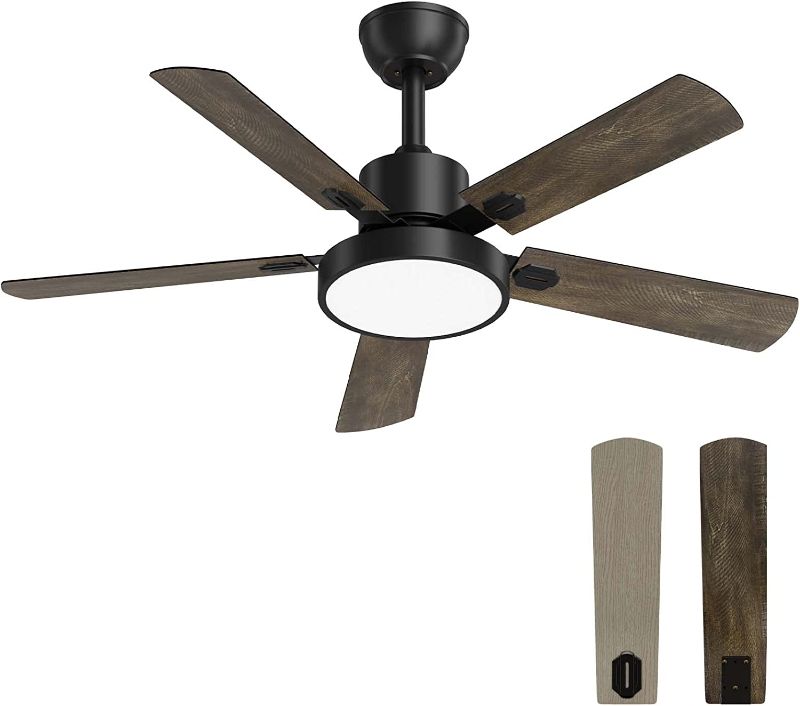 Photo 1 of Obabala Ceiling Fan with Light, 52-Inch Indoor/Outdoor Ceiling Fan with Remote,Reversible DC Motor,Old Oak+Lime Walnut
