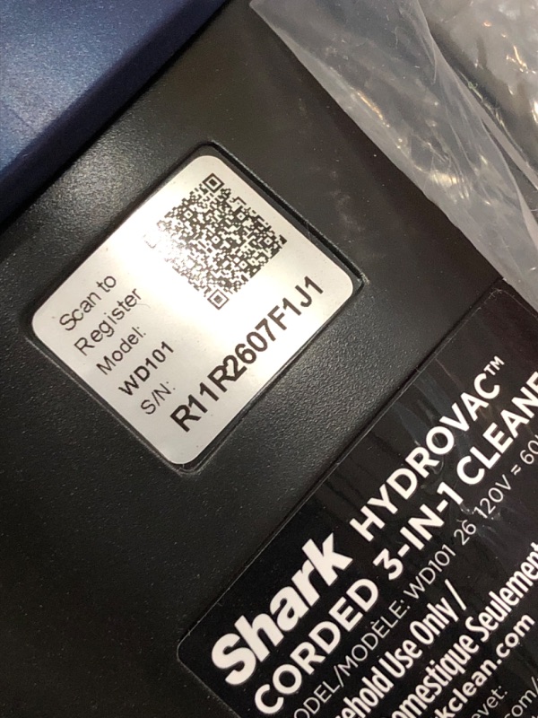 Photo 3 of **SEE NOTES**
Shark WD101 HydroVac XL 3-in-1 Vacuum, Mop & Self-Cleaning System with Antimicrobial Brushroll* & 12 oz. Odor Neutralizing Concentrate for Hard Floors & Area Rugs, Lightweight, Corded, Navy