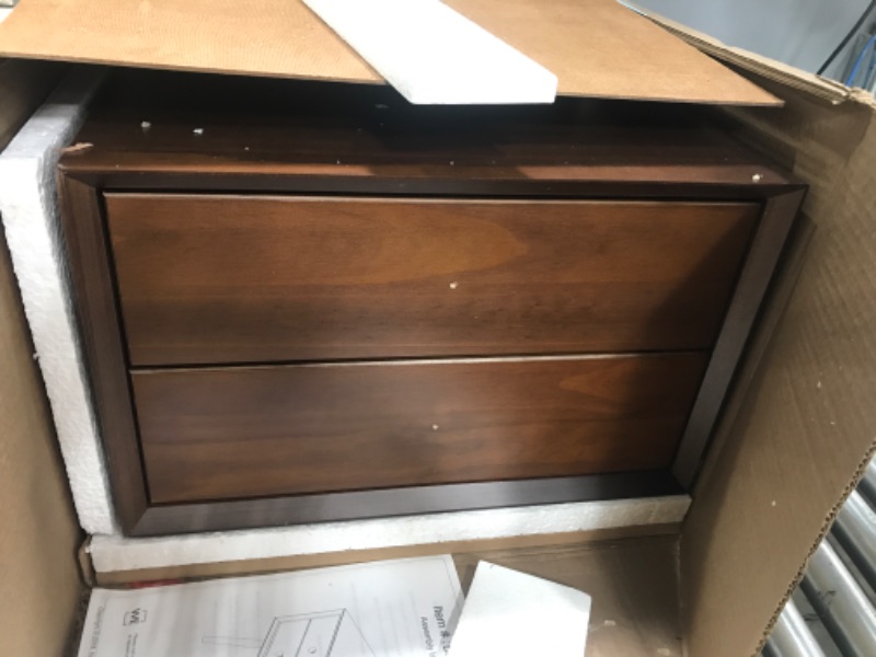 Photo 2 of **USED** MINOR MARK ON THE CORNER**Walker Edison Mid CenturyNightstand & 2 Drawer, Walnut 