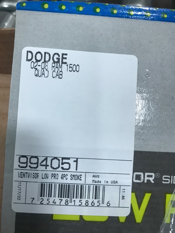 Photo 2 of Auto Ventshade [AVS] Low Profile Ventvisor / Rain Guards | Smoke, 4 pc | 994051 | Fits 2002 - 2008 Dodge RAM 1500, 2003 - 2009 Dodge RAM 2500/3500 Quad Cab Low Profile - Smoke