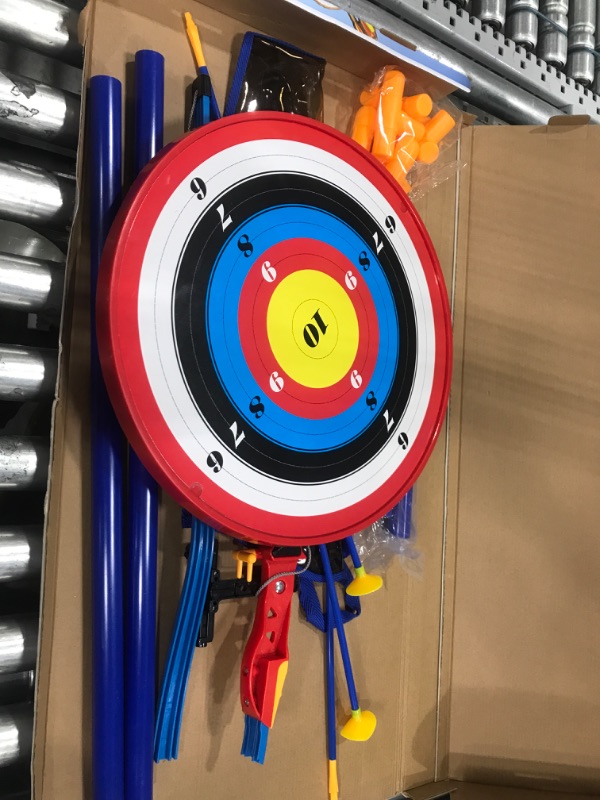 Photo 2 of *** BOW IS BROKEN FROM SHIPPING ***      *** PARTS ONLY ***
Kids Bow and Arrow for Boys | Kids Archery Set Sports & Outdoor Play Toys | Includes Target on a Stand, Large Bow, 3 Arrows & Quiver