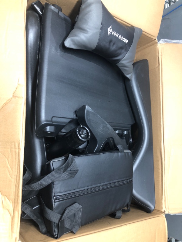 Photo 2 of **MISSING PARTS** VON RACER Gaming Chair Massage with Footrest Gamer Chair Ergonomic Gaming Chair for Adults Video Game Chair with Headrest and Massage Lumbar Support Gaming Chair Adjustable Swivel (Black)
