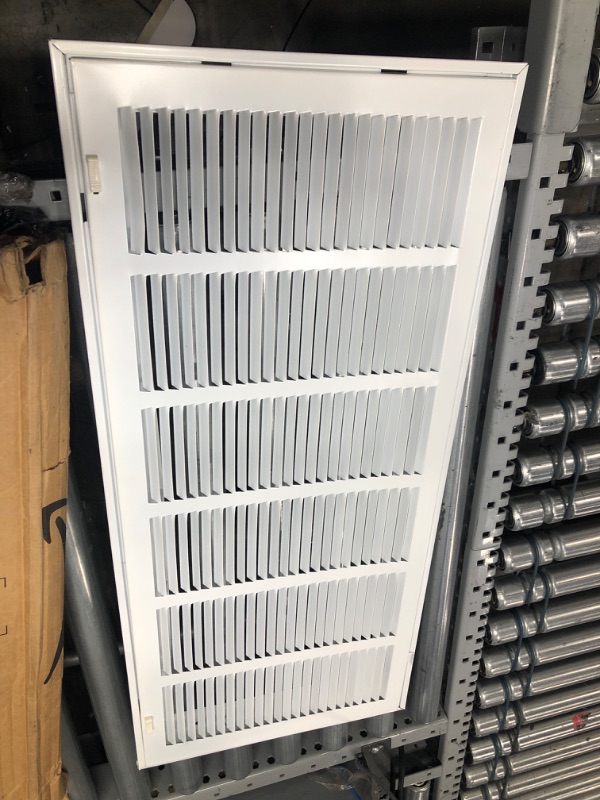 Photo 2 of **MINOR DAMAGE TO EDGES** 30" X 12" Steel Return Air Filter Grille for 1" Filter - Easy Plastic Tabs for Removable Face/Door - HVAC DUCT COVER - Flat Stamped Face -White [Outer Dimensions: 31.75w X 13.75h]