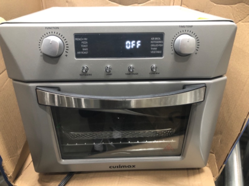 Photo 4 of **TESTED** CUSIMAX Air Fryer Oven, 10-in-1 Convection Oven, 24QT Air Fryer Combo, Countertop Air Fryer Toaster Oven with Rotisserie & Dehydrator, Rich Accessories, Silver