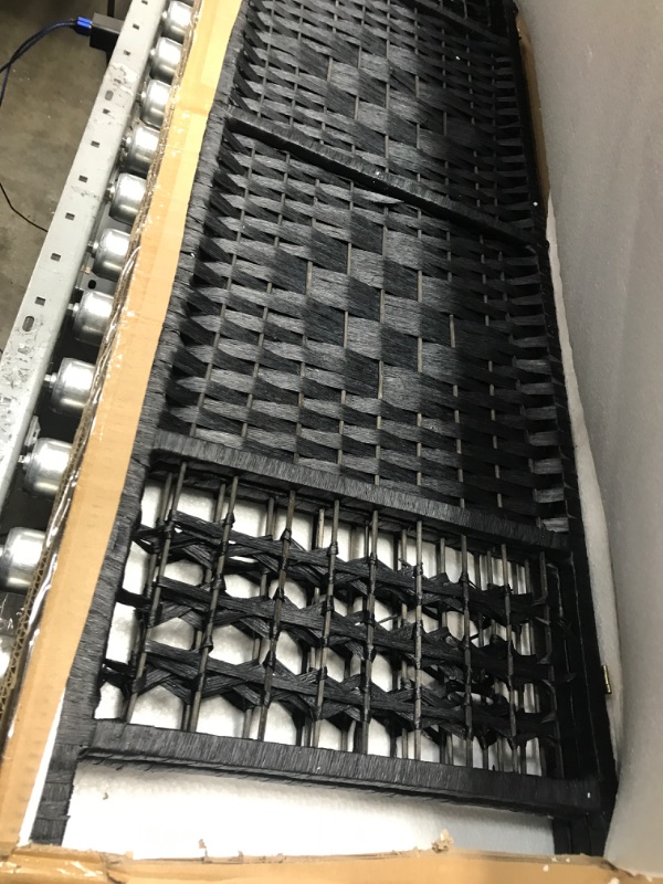Photo 1 of 4 ft. Short Fiber Weave Folding Screen - Black - 3 Panels