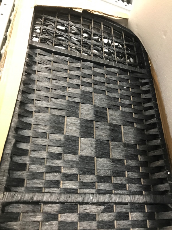 Photo 1 of 4 ft. Short Fiber Weave Folding Screen - Black - 3 Panels