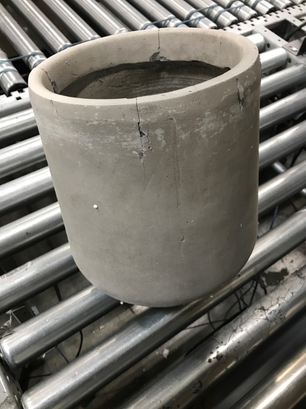 Photo 3 of 17.3 in., 13.4 in. & 10.6 in. H Round Weathered Concrete Planter, Outdoor Indoor Large Containers w/Drainage Holes Set-3