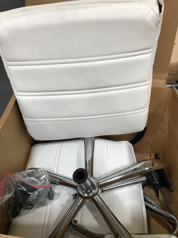 Photo 1 of Flash Furniture Whitney High Back Desk Chair - White LeatherSoft Executive Swivel Office Chair with Chrome Frame - Swivel Arm Chair
