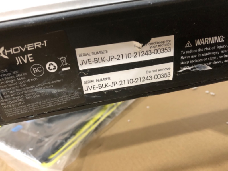 Photo 4 of *PARTS ONLY* Hover-1 Jive Electric Scooter 16 MPH, 8 Mile Range, 5HR Charge, LCD Display, 8.5 Inch High Grip Tires, 264 LB Max Weight, Cert Tested, for Kids, Teens, Adults Black 