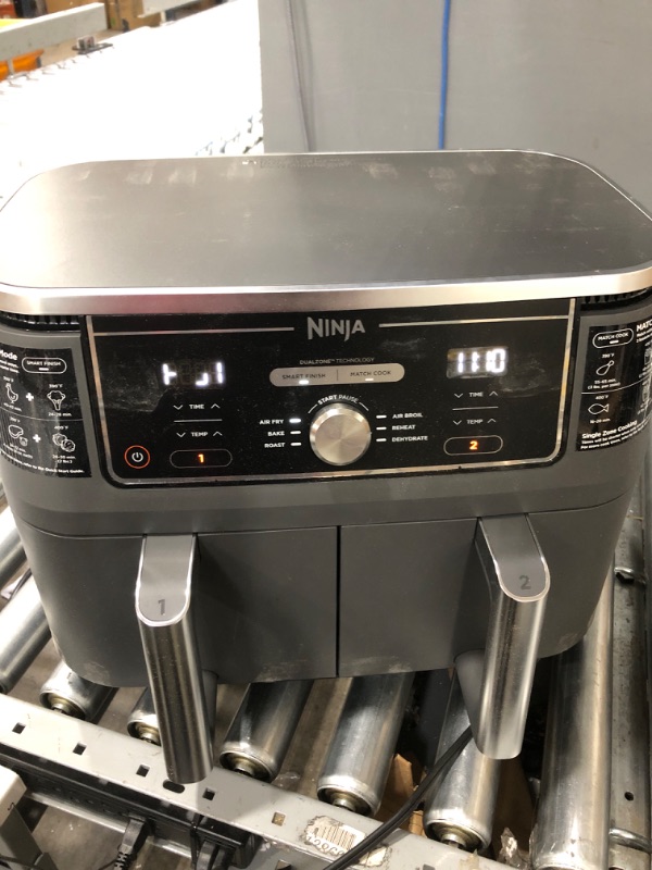 Photo 2 of *PARTS ONLY*SEE NOTES*Ninja DZ401 Foodi 10 Quart 6-in-1 DualZone XL 2-Basket Air Fryer with 2 Independent Frying Baskets, Match Cook & Smart Finish to Roast, Broil, Dehydrate & More for Quick, Easy Family-Sized Meals, Grey