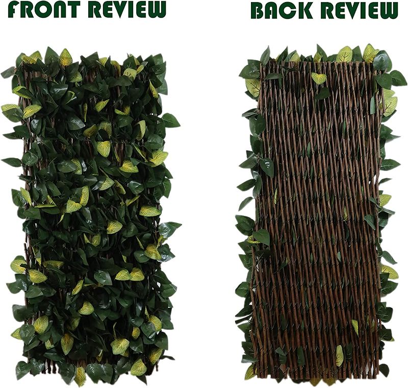 Photo 1 of  Expandable Fence Privacy - Screen with Faux Ivy Leaves and Trellis for Balcony Patio Outdoor Garden, Artificial Hedges Backdrop for Backyard Home Decors