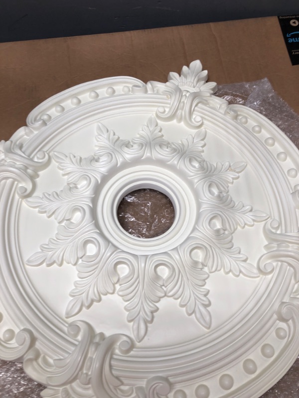 Photo 2 of 28 3/8OD x 4 1/2ID x 1 5/8P Benson Classic Ceiling Medallion (Fits Canopies up to 6 1/2), Hand-Painted Ultra Pure White