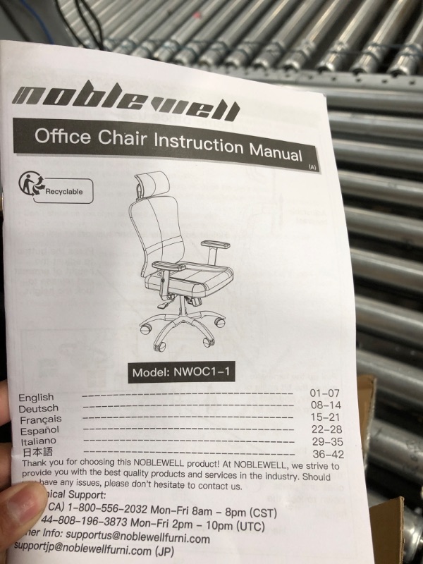 Photo 1 of NOBLEWELL Office Chair Ergonomic Office Chair High Back Mesh Computer Chair with Lumbar Support Adjustable Armrest, Backrest and Headrest