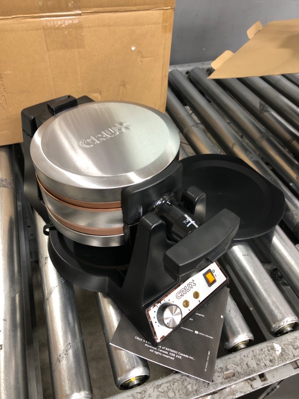 Photo 2 of *PARTS ONLY*
Crux Double Rotating Belgian Waffle Maker with Nonstick Plates, Stainless Steel Housing & Browning Control, black (14614)