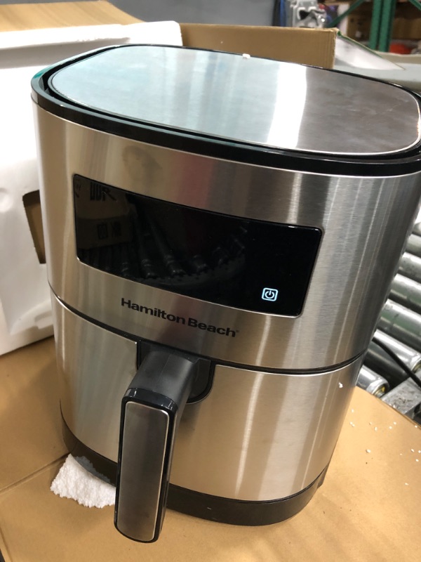 Photo 2 of *POWERED ON BUT DOES NOT FUNCTION CORRECTLY** Hamilton Beach 5.8 Quart Digital Air Fryer Oven with 8 Presets, Easy to Clean Nonstick Basket, Black (35075)