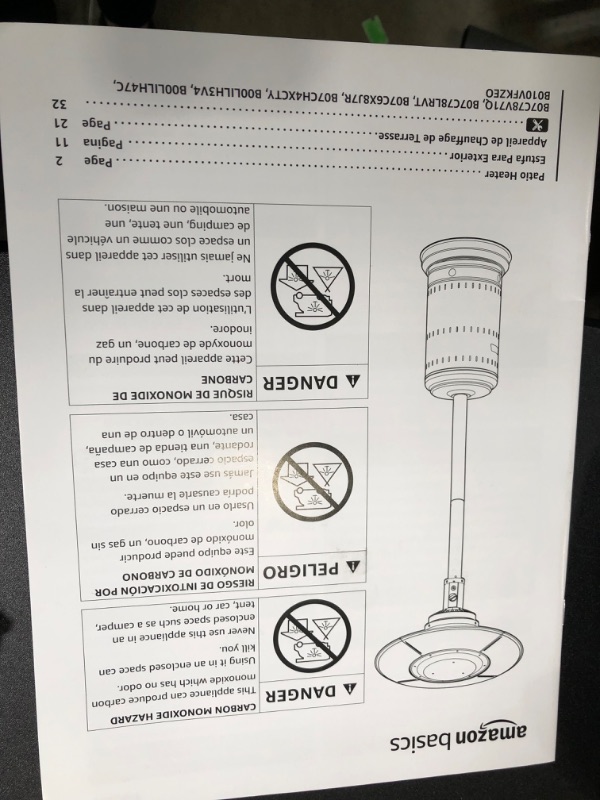 Photo 13 of Amazon Basics 46,000 BTU Outdoor Propane Patio Heater with Wheels, Commercial & Residential - Stainless Steel, 18x89 Stainless Steel Stainless Steel Heater