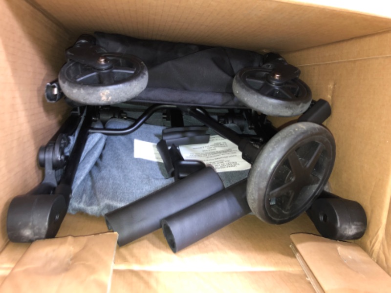 Photo 1 of Mompush Lithe V2 Lightweight Stroller + Snack Tray, Ultra-Compact Fold & Airplane Ready Travel Stroller, Near Flat Recline Seat, Cup Holder, Raincover & Travelbag Included Grey