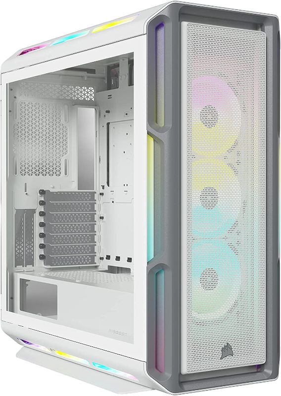 Photo 1 of CORSAIR iCUE 5000T RGB Mid-Tower ATX PC Case-208 Individually Addressable RGB LEDs-Fits Multiple 360mm Radiators-Easy Cable Management-3 Included CORSAIR LL120 RGB Fans- White
